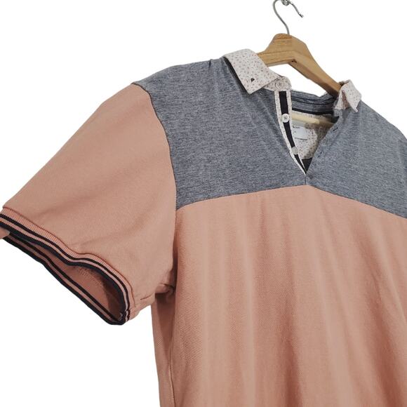 Paper Denim & Cloth | Colorblock Henley Polo Short Sleeve Button Front Shirt - Picture 5 of 11